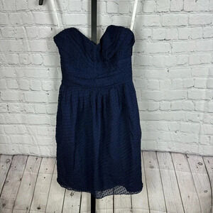 Shoshanna Navy Swiss Dot Strapless Sweetheart Neckline Mini Dress